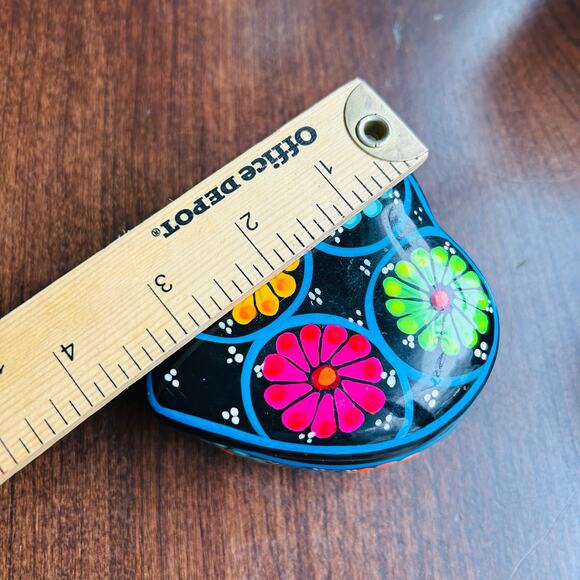 Hand Painted Terracotta Trinket box Colorful Celestial Oval Mat Finish Mexican - Picture 9 of 10